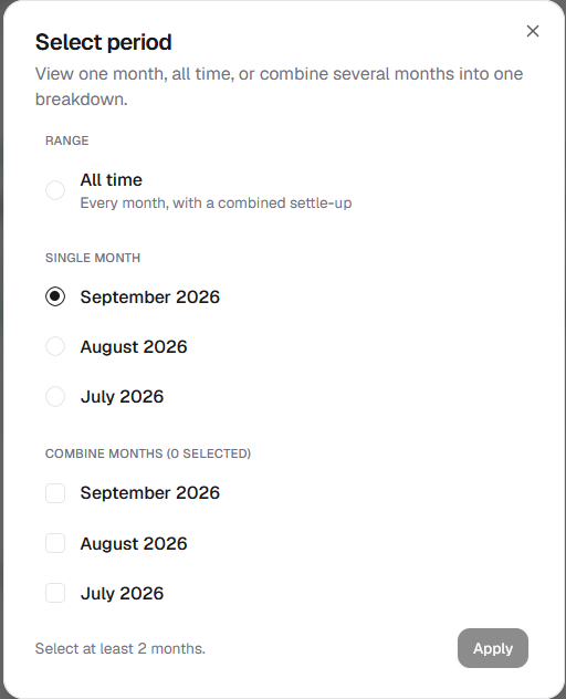 Month-by-month rosters demo